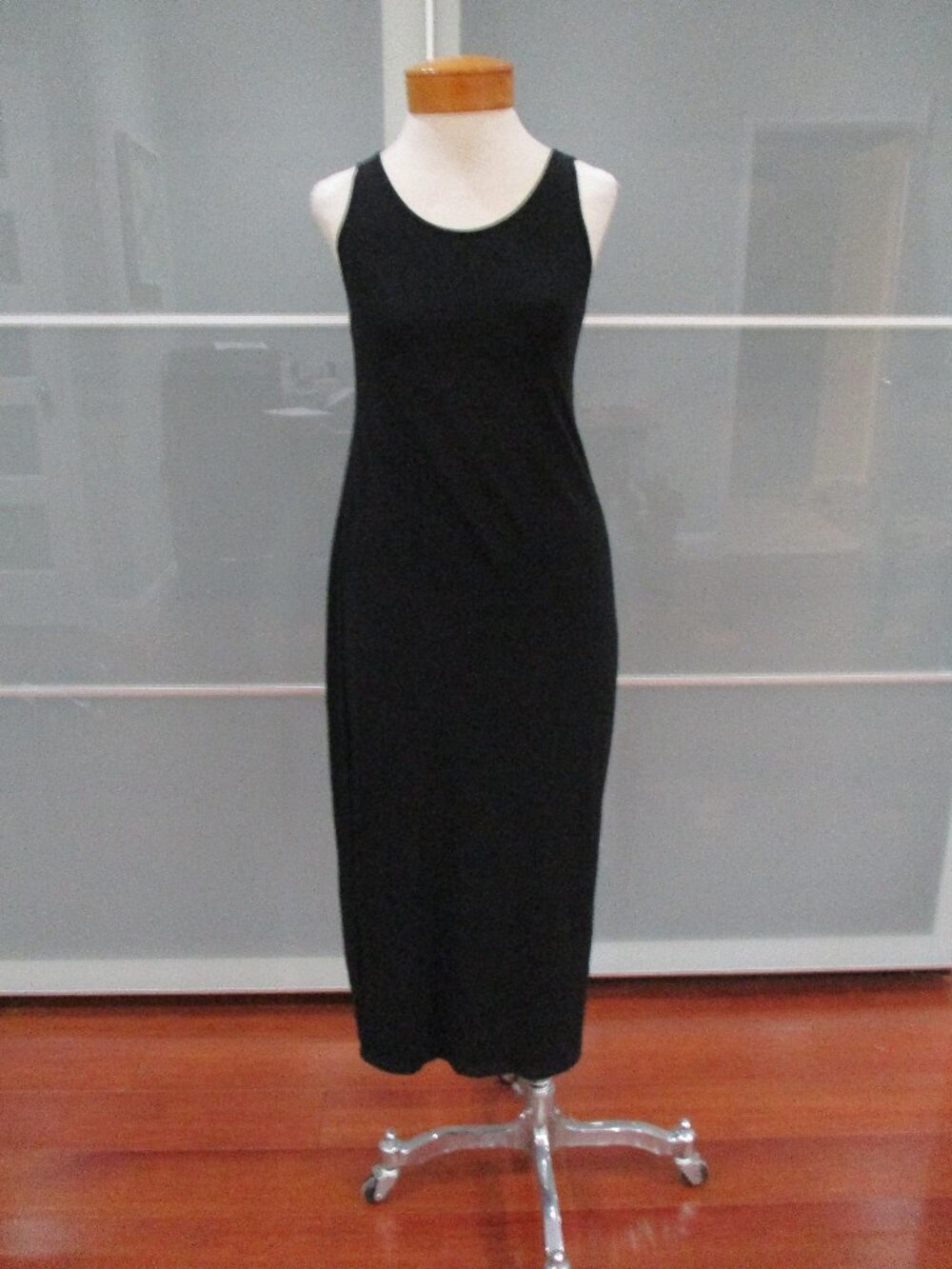 Eileen Fisher Black Tank Style Sleeveless Round Neck Midi Dress